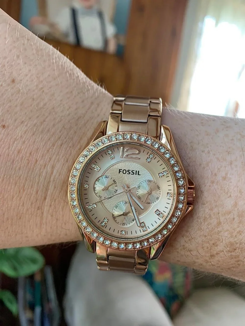 Fossil Women's Rose Gold Analog Quartz Riley Stainless Steel Multifunction Watch